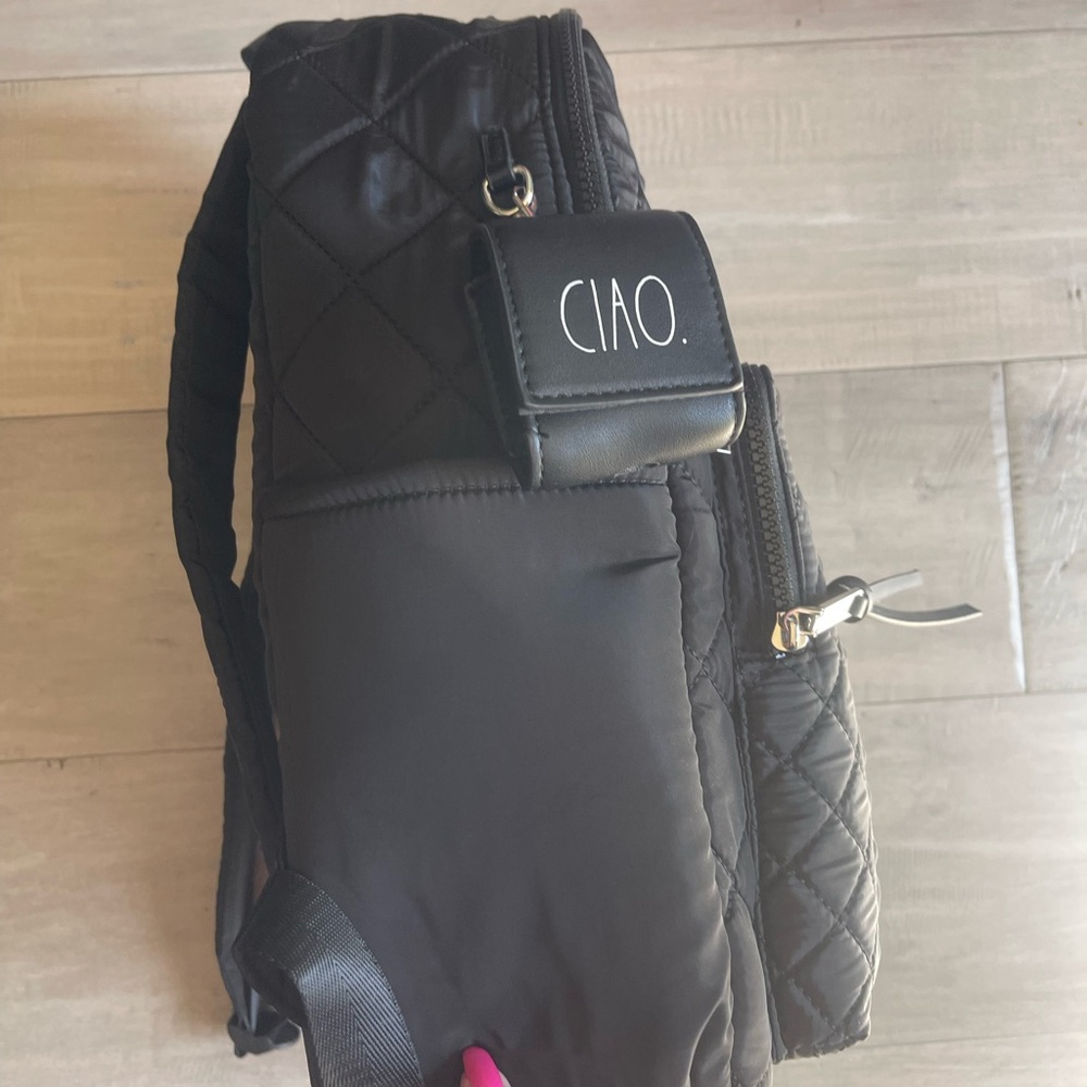 NWOT Rae Dunn Black Quilted Backpack with Diamond Stitching - Picture 4 of 6